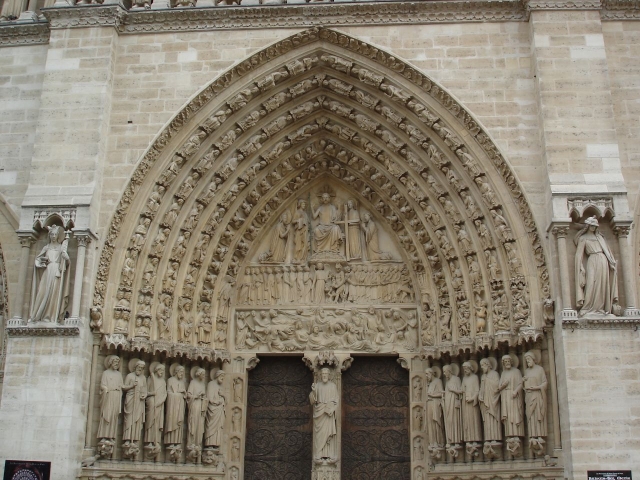 image of the central  portal of  Notre Dame Cathedral