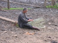 Man weaving basket